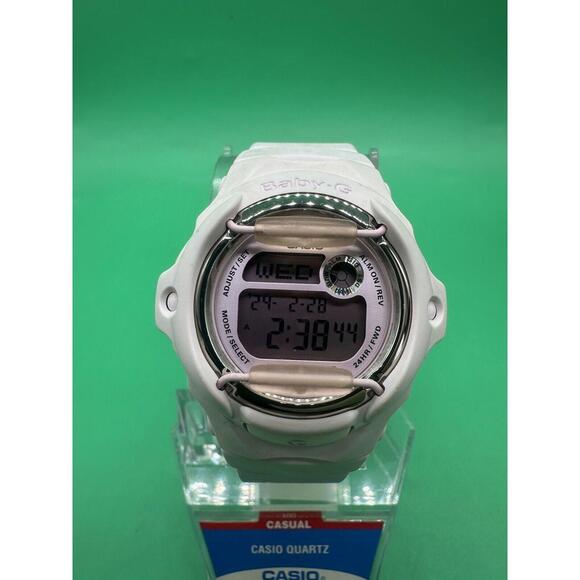 Casio Baby-G Watch Women Pink/White Tone Digital Alarm Chrono 43mm Round BG-169M - Picture 1 of 15